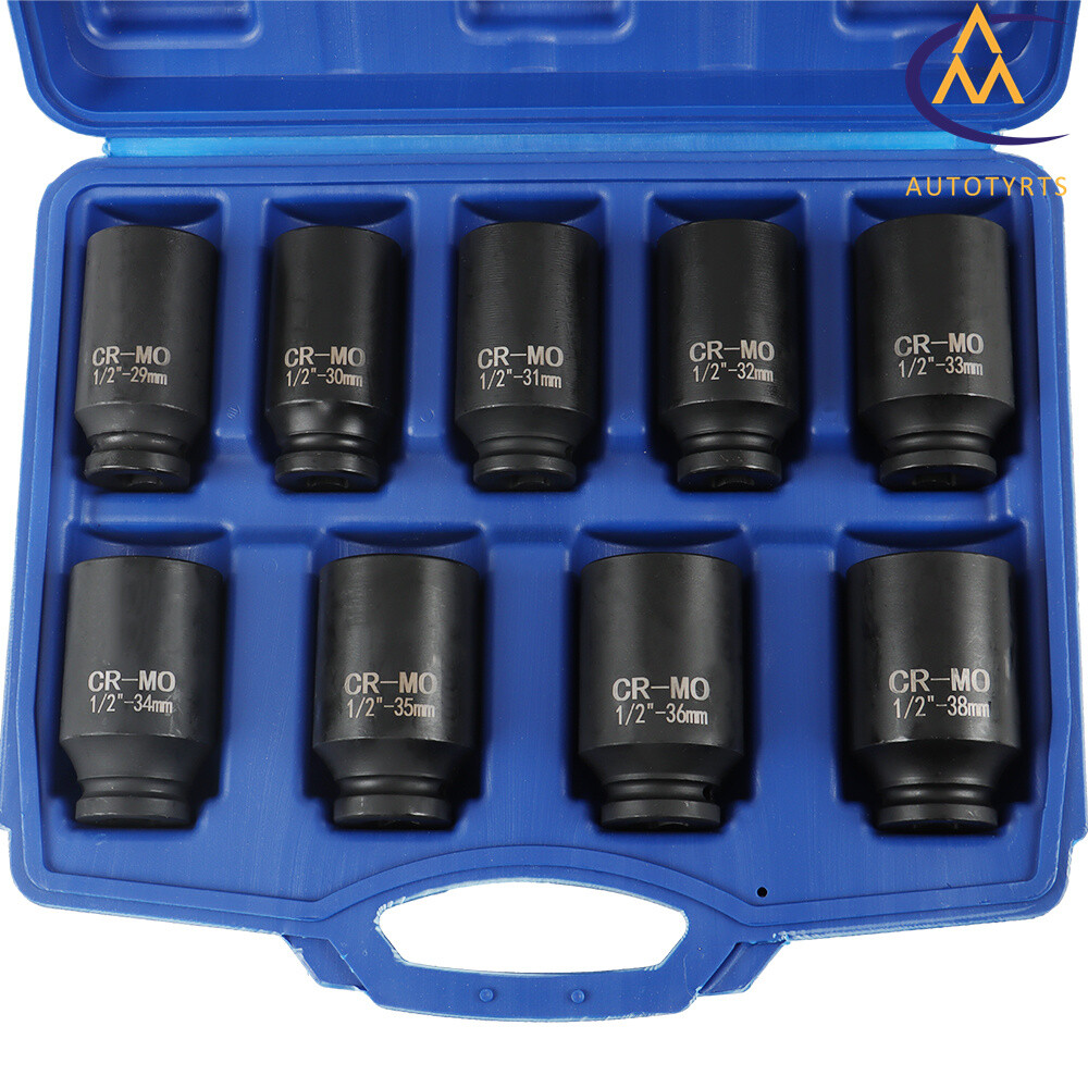 Deep Impact Socket Set 1/2″ Drive Metric Axle Hub Nut Socket 29-38mm 9Pcs