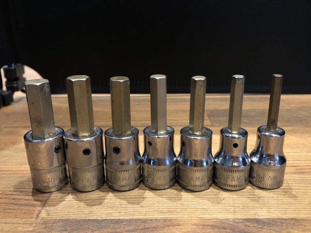 Snap-on 207FAMY 3/8″ Drive Hex Bit Socket Driver Set 7 pc Metric (mm) 4mm – 10mm