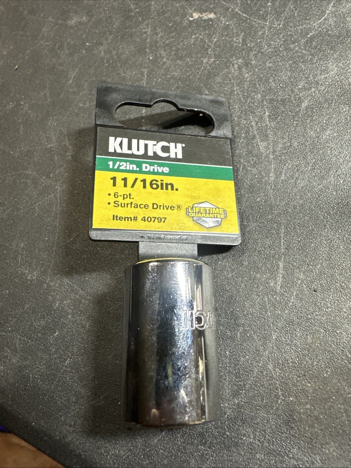 New Klutch 1/2 Drive 6pt 11/16” Chrome Sae Socket