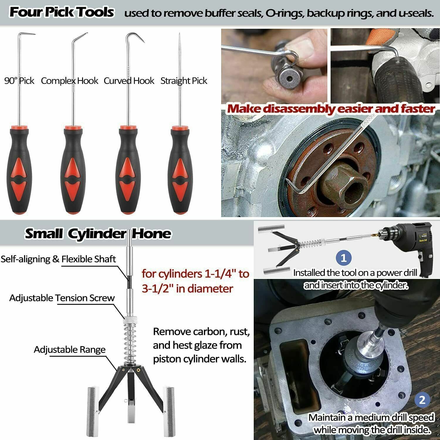 Hydraulic Cylinder Repair Tools Rod/Gland Wrench Seal Installer For Skid Steers