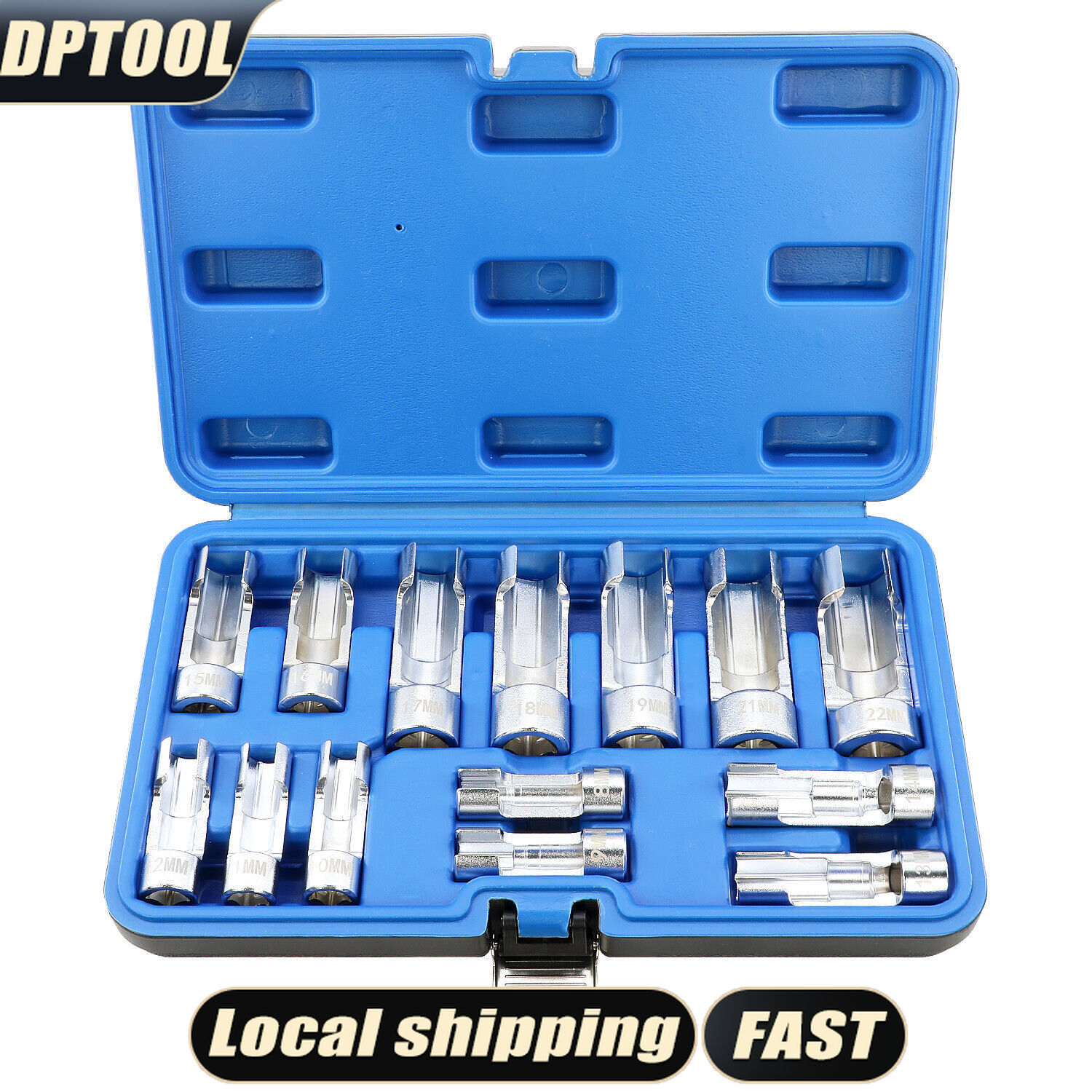 14pcs Diesel Injector Fuel Line Socket 8-22mm 3/8″ 1/2″ Drive 5-Point Flare Nut