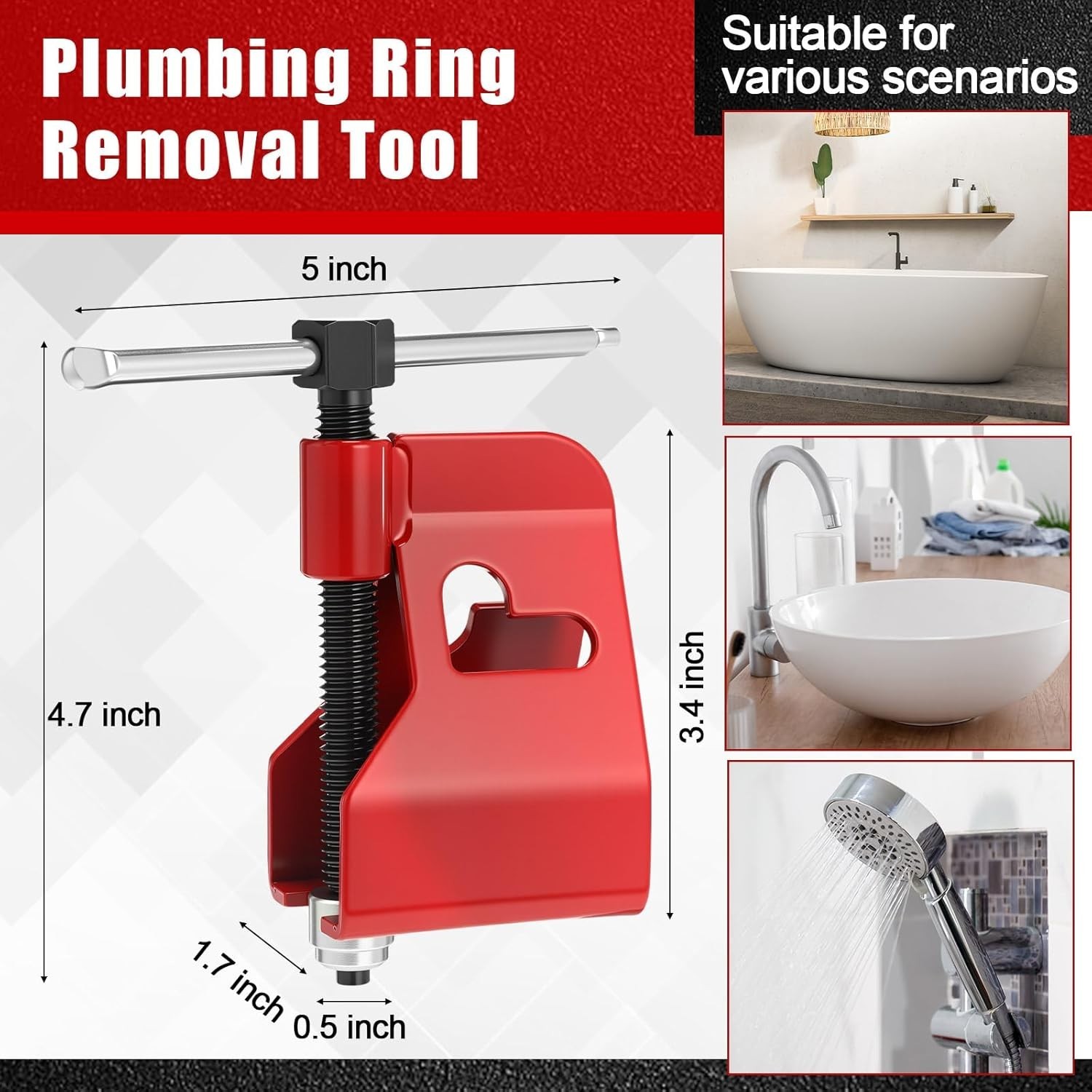 5 Pcs Angle Stop Wrench Kit Plumbing Tool, Compression Sleeve Puller for 1/2.