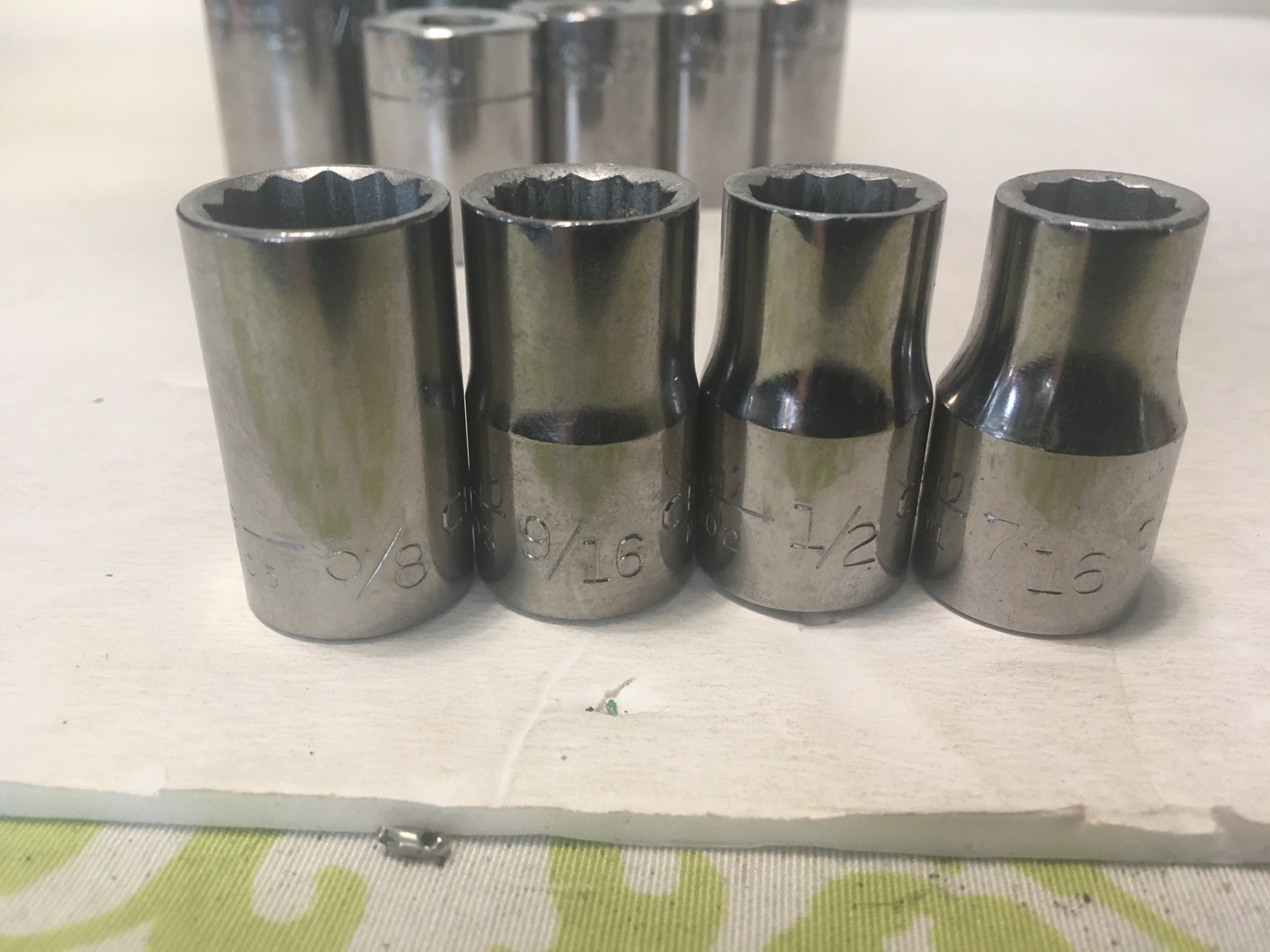 Craftsman 12 Pc Socket Set 12 Pt 1/2″ Drive G 7/16-1-1/8 475XX USA Made