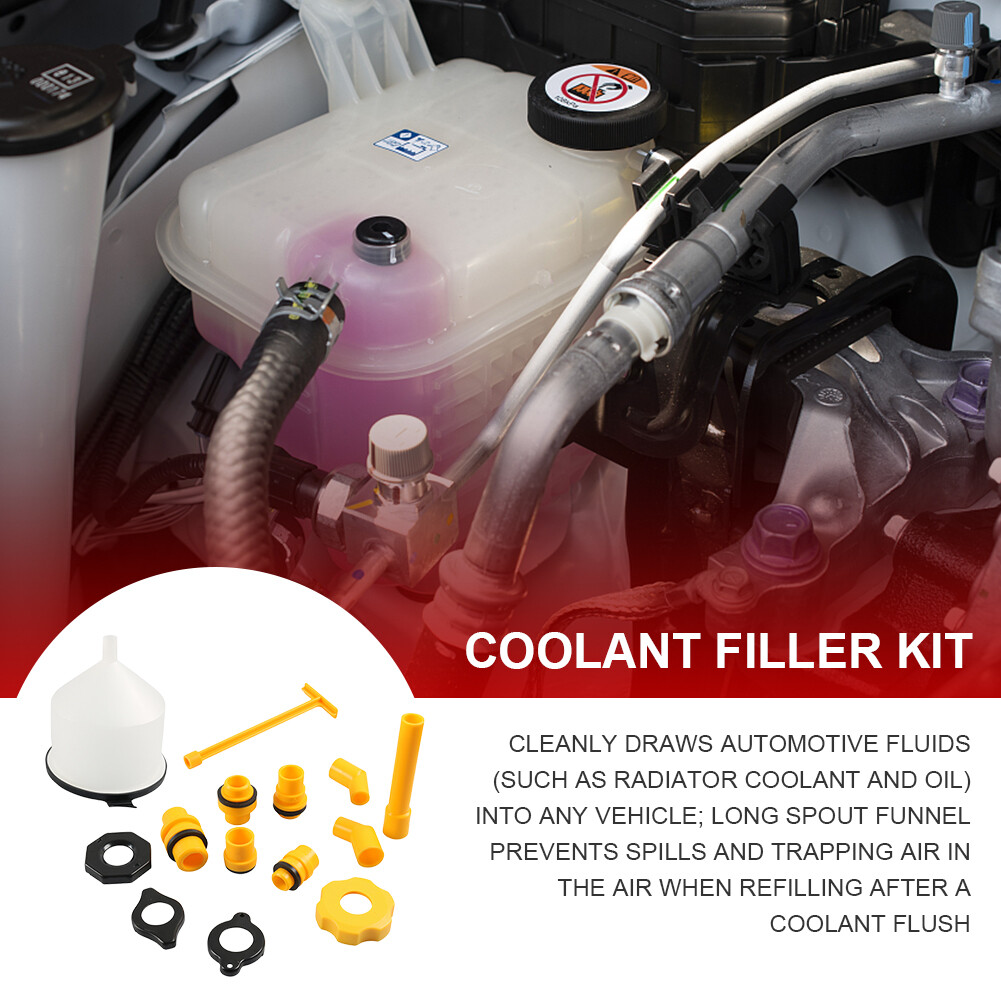 No-Spill Coolant Funnel Kit Spill Proof Funnel Bleeder with Adapters Universal