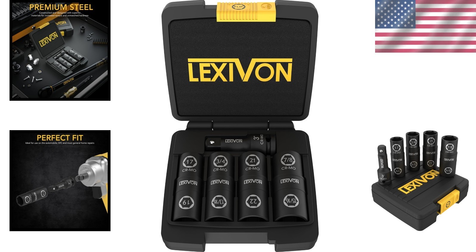 High-Impact Grade Lug Nut Socket Set with Lifetime – 6 Pieces