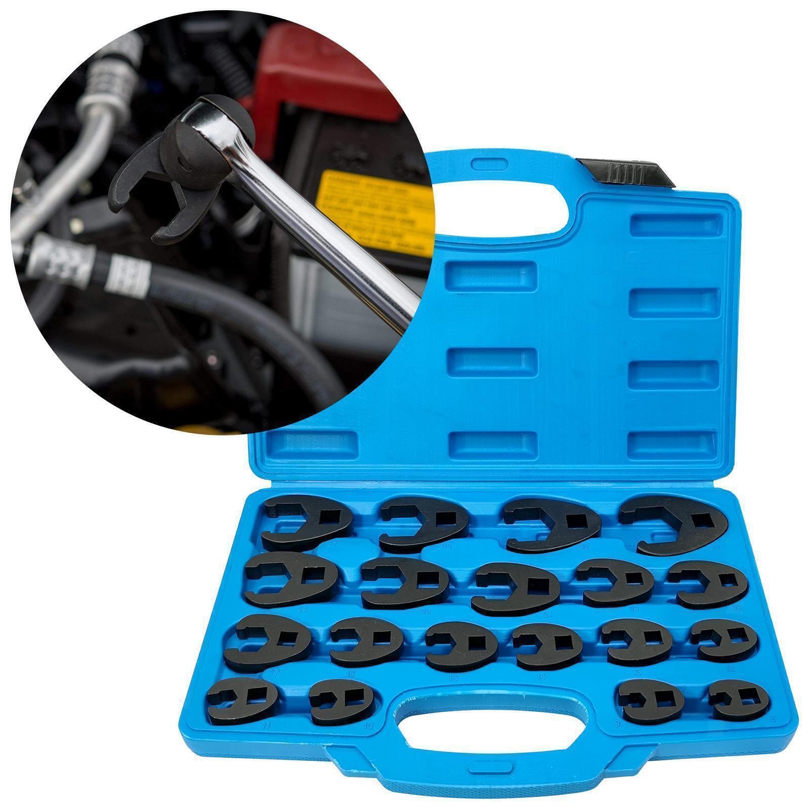 19PCS Crows foot Wrench Set 1/2″ and 3/8” Drive Flare Nut Crowfoot Wrench Set US