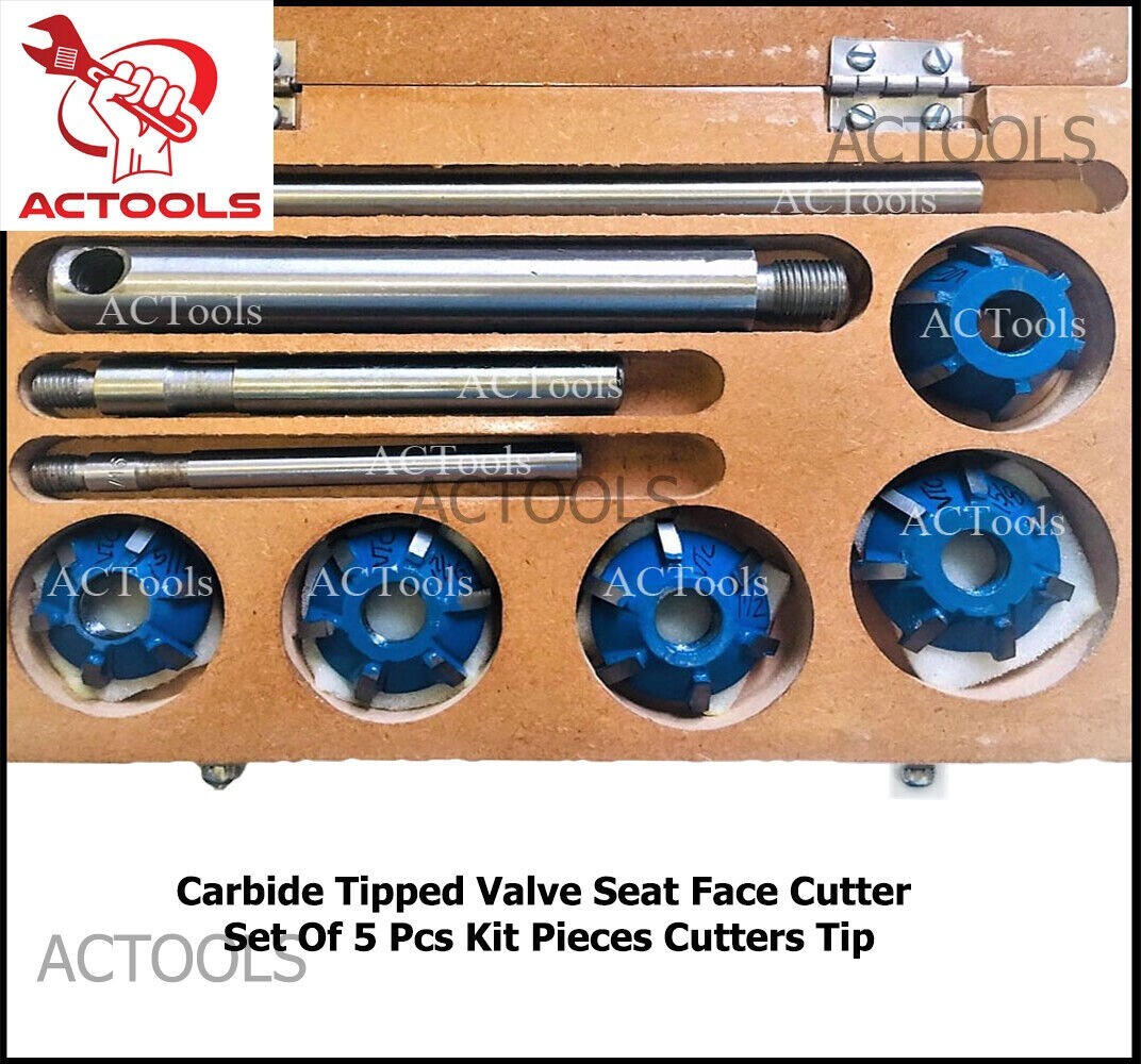 New Carbide Tipped Valve Seat Face Cutter Set Of 5 Pcs Kit Cutters Tip USA