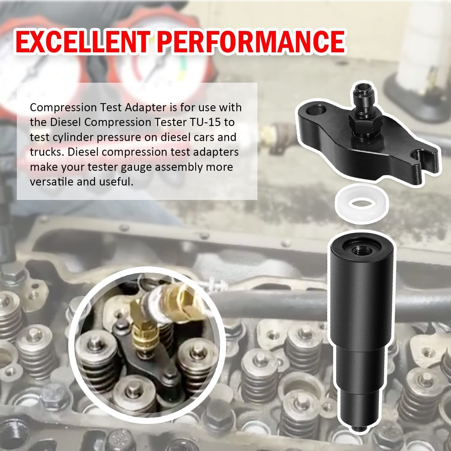 For 1998-2002 Cummins ISB 5.9L TU-15-26 Diesel Compression Test Injector Adapter
