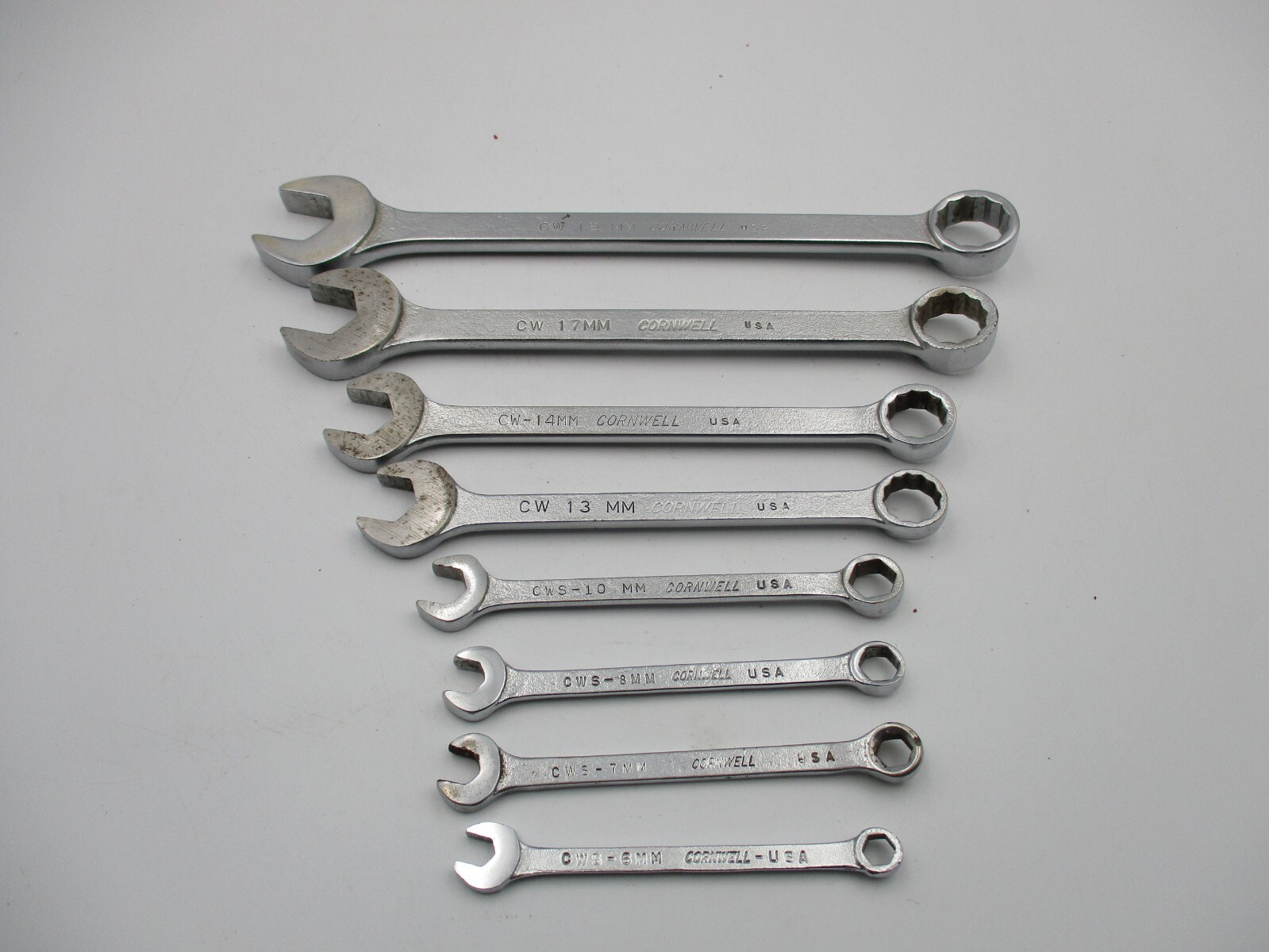 Cornwell 8pc CW 6 &12 Point Metric Combination Wrench Set USA 6,7,8,10,13,14,17,
