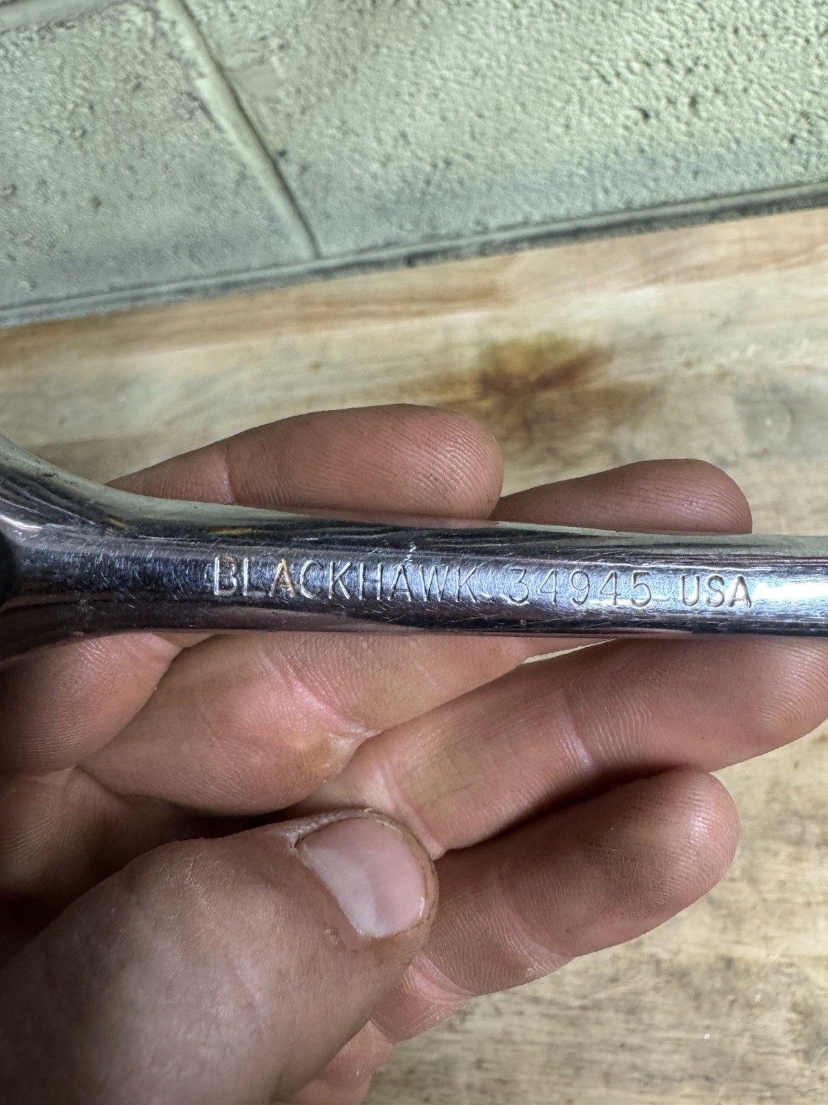 Blackhawk 34945 3/8″ Ratchet Chrome Knurled Made In USA Vintage Round Head Drive