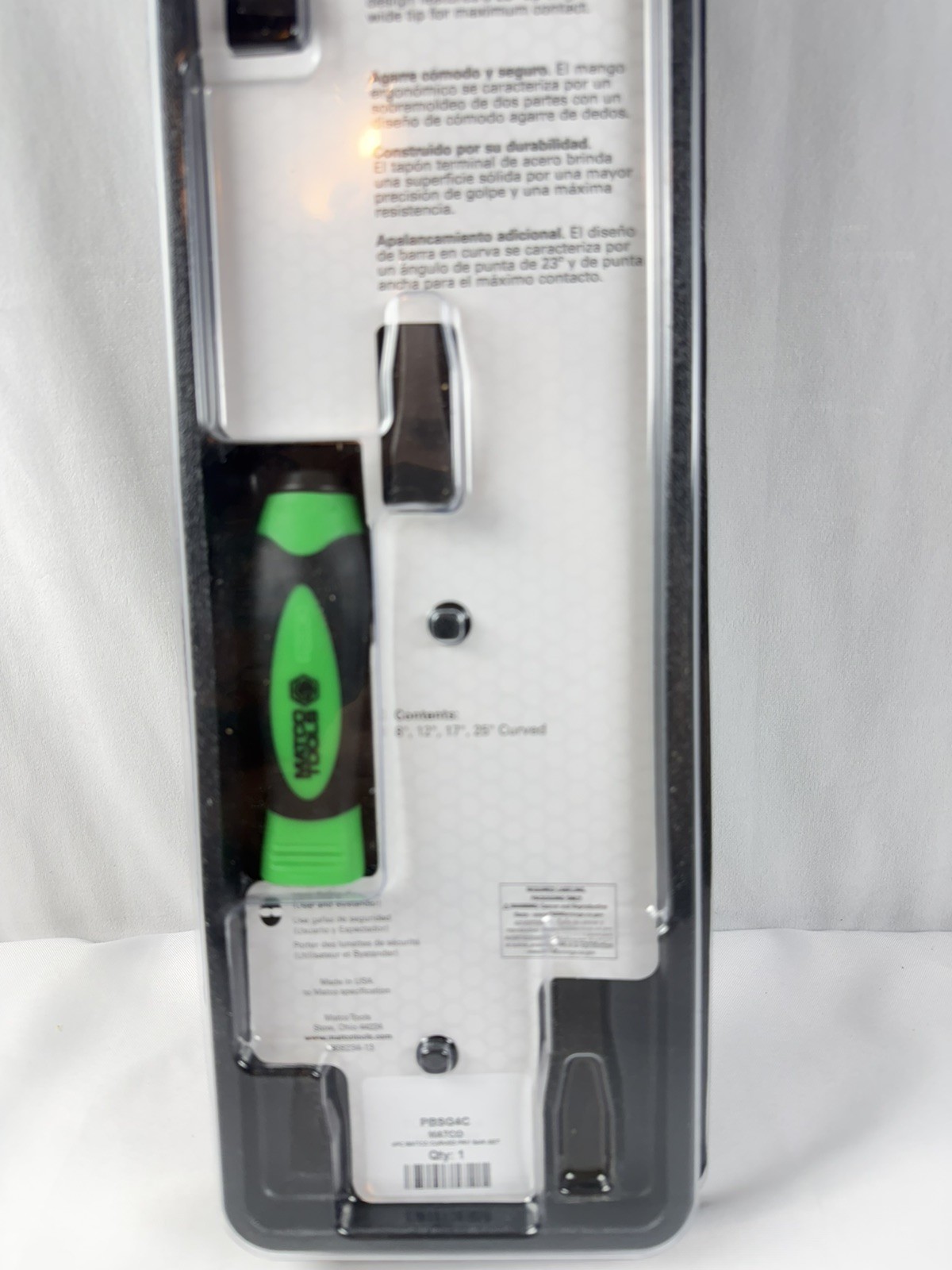 NEW Matco Tools Pry Bar Set 4-Piece Curved Tip Strike Handle (Green) PBSG4C