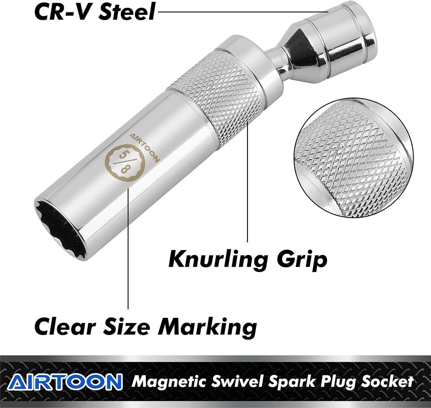 7-Piece 3/8″ Dr. Magnetic Swivel Spark Plug Socket Set**