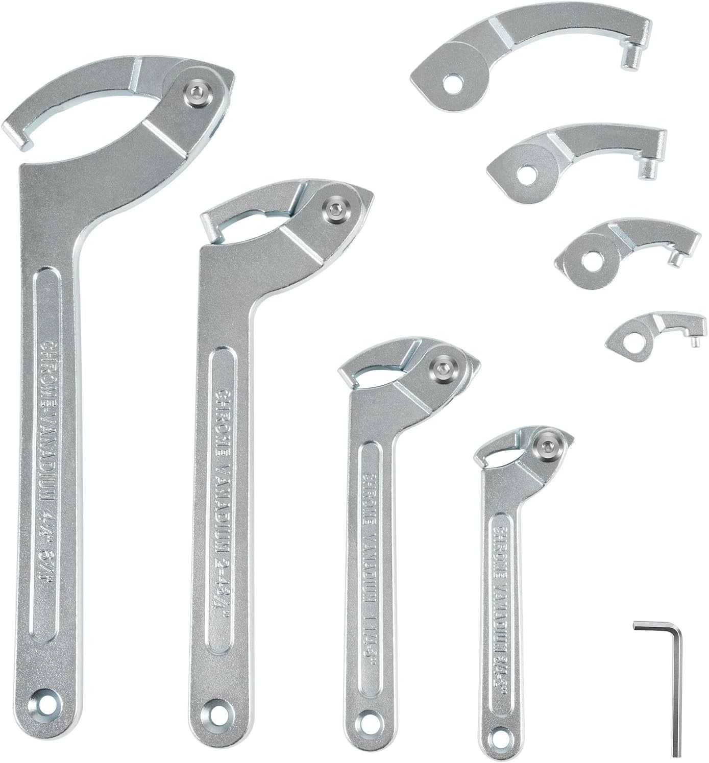 8 Pack Adjustable Hook C Pin Spanner Wrench Tool Set Nut Wrench 3/4″ to 6-1/10″