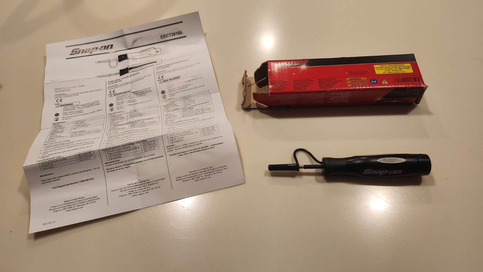 Snap-On Tools USA Cordless Circuit Tester 3-24v DC, Black Handle | EECT201BL