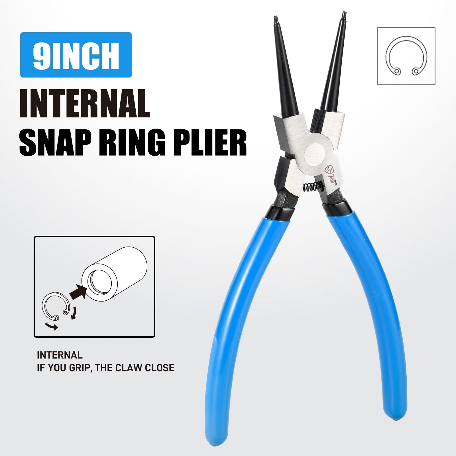 SMOTIVEPRO 9″ Internal Snap Ring Pliers – 9inch Plier