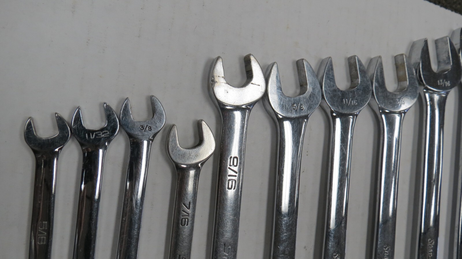 SNAP-ON 12-POINT SAE FLANK DRIVE COMBINATION WRENCHES 10PCS 5/16-7/8 OEX10 OEX28