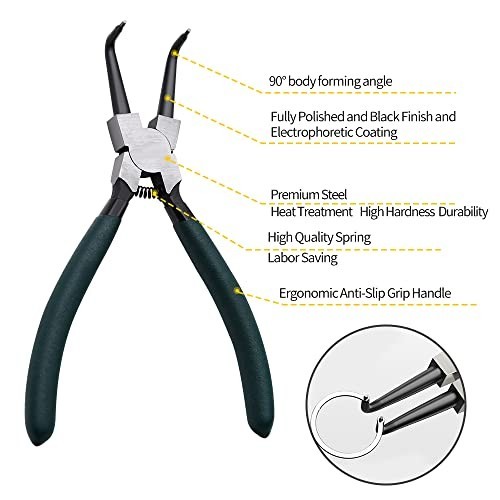 4pcs Snap Ring Pliers Set – 7″ Internal/External Circlip Kit, Heavy Duty Spring