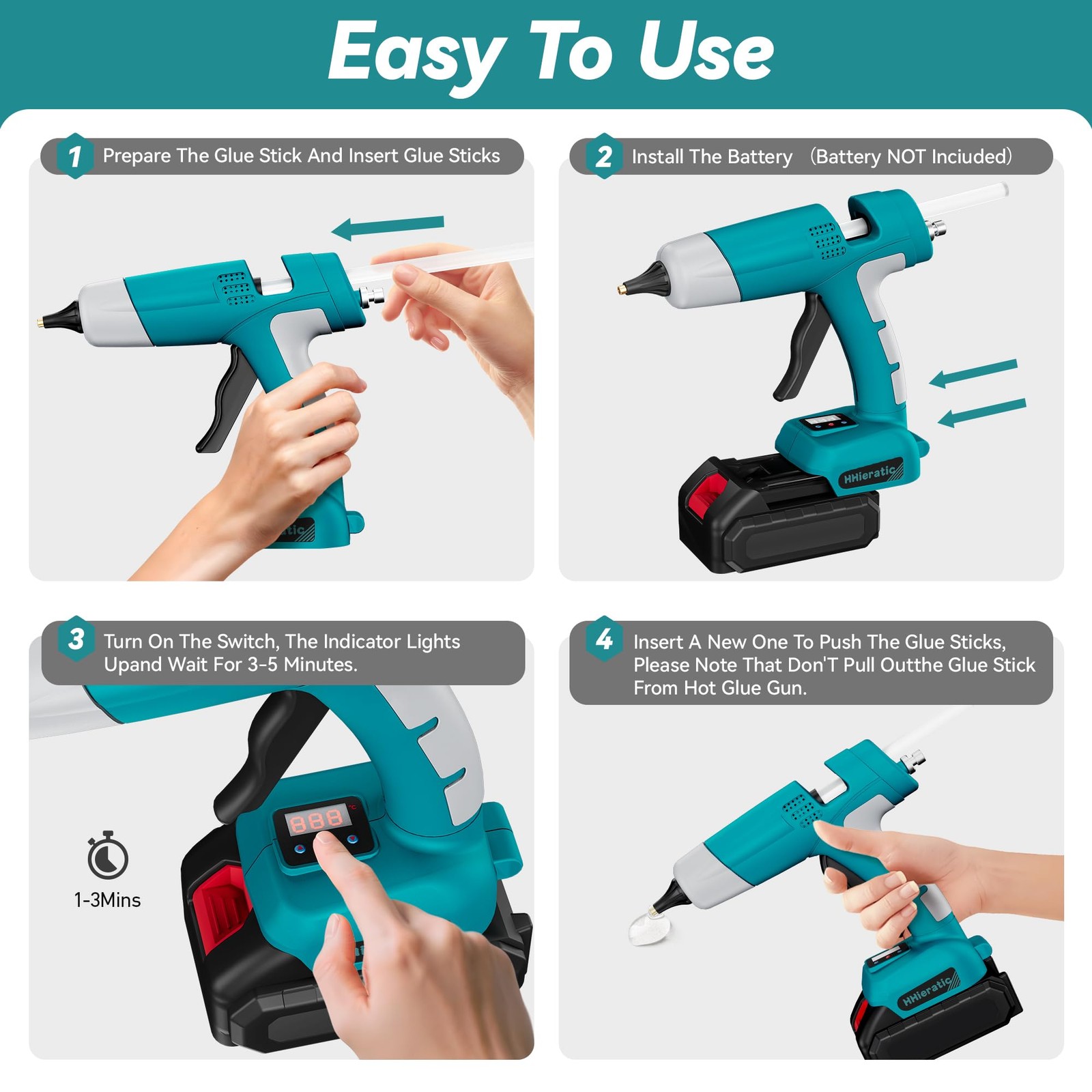 HHieratic Cordless Hot Glue Gun for Makita 18V Battery,Craft Guns Blue