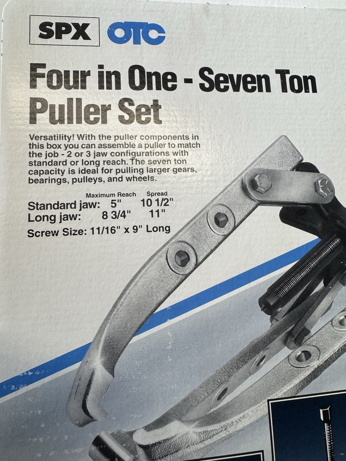 OTC PA-7 Puller Set 10 1/2 in–11 in Jaw Spread,8 3/4 in Jaw Reach Made In USA