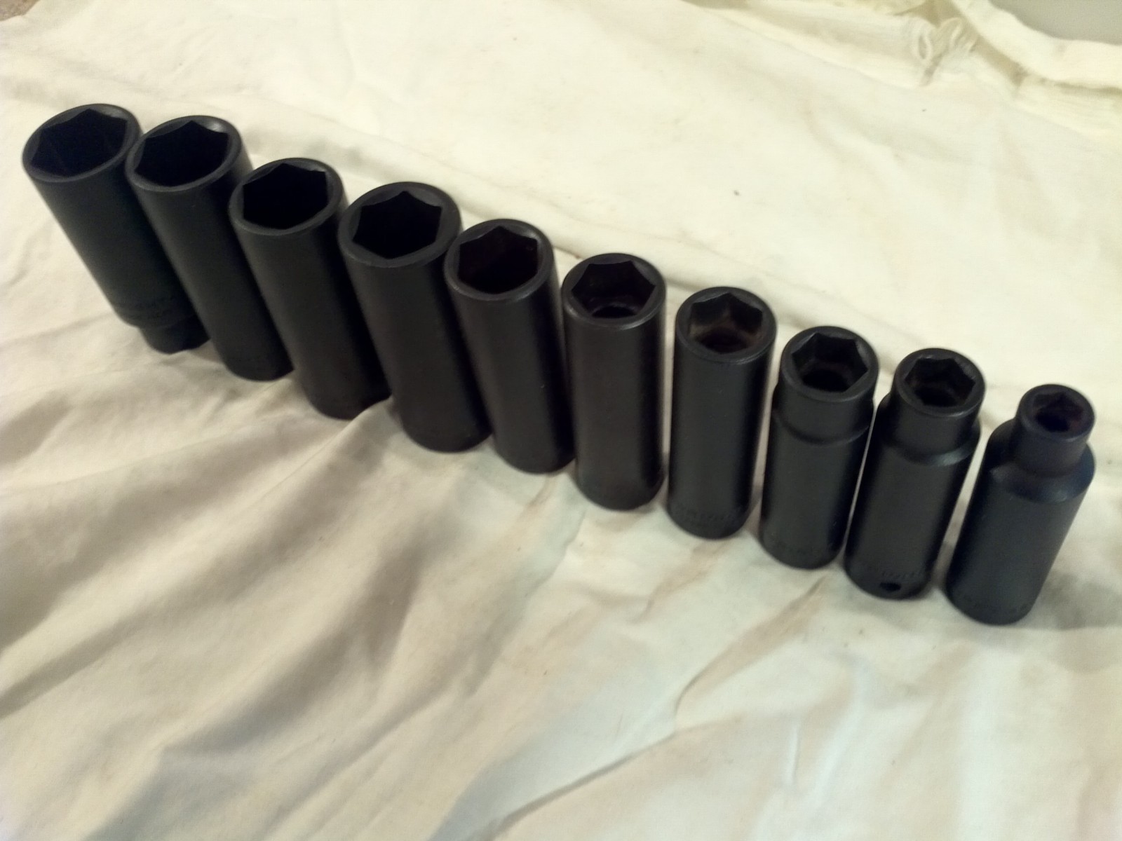 Wright Tools 1/2” Dr. 10pc. Deep Impact Socket Set, 6 Point, Size 3/8”-1” USA
