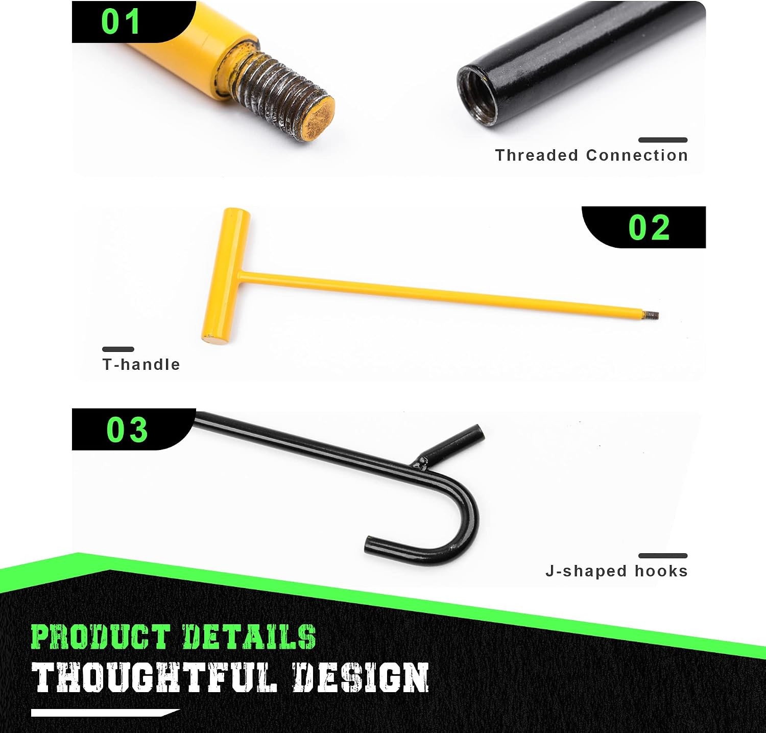 5th Wheel Pin Puller, 2 Pack, 32 Solid Steel Chrome Plated w/Hook, Yellow Black