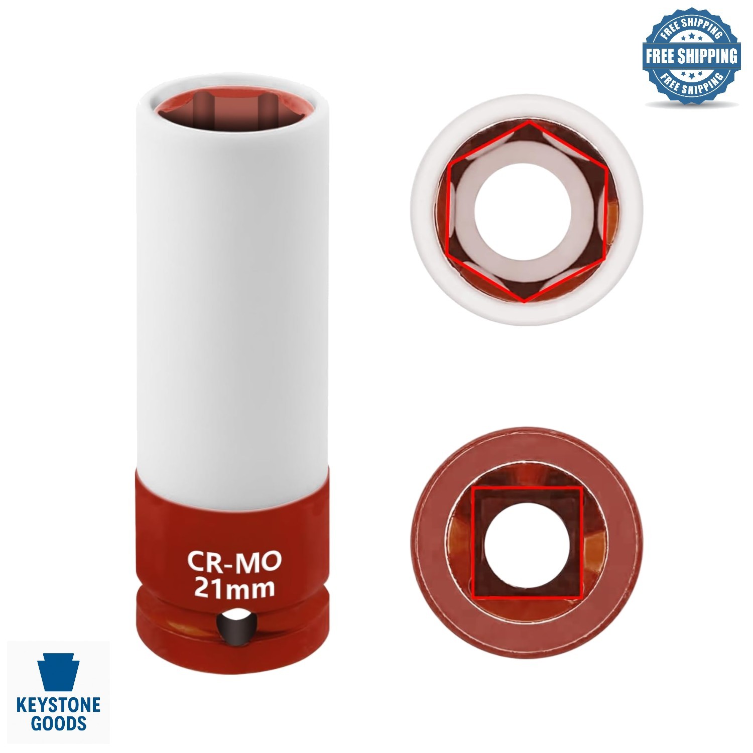 21mm Thin Wall Deep Impact Socket – Lug Nut & Wheel Protector, Non-Marring, 1…