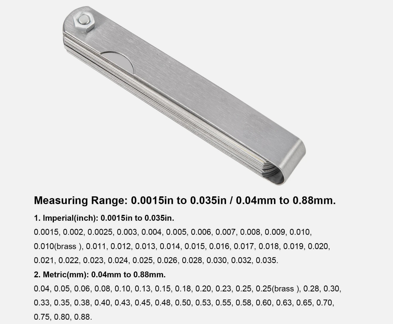 Feeler Gauge Set 3pcs Stainless Steel 32 Straight 16 Offset Blades SAE Metric