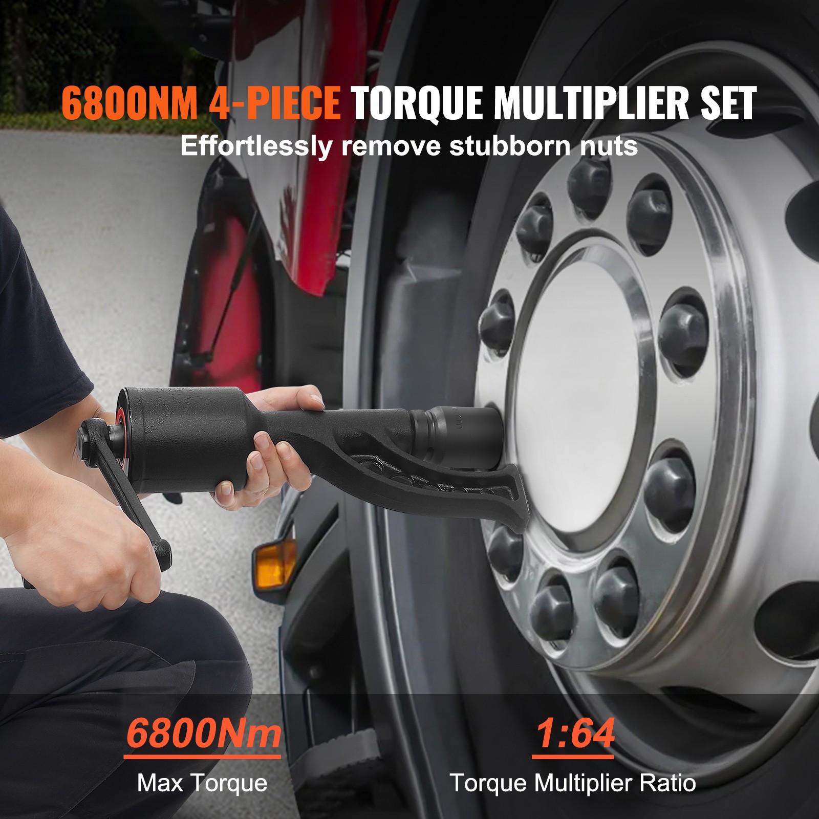 Torque Multiplier Set 1:64 Wrench Lug Nut Labor Saving Lugnuts with 4 Sockets
