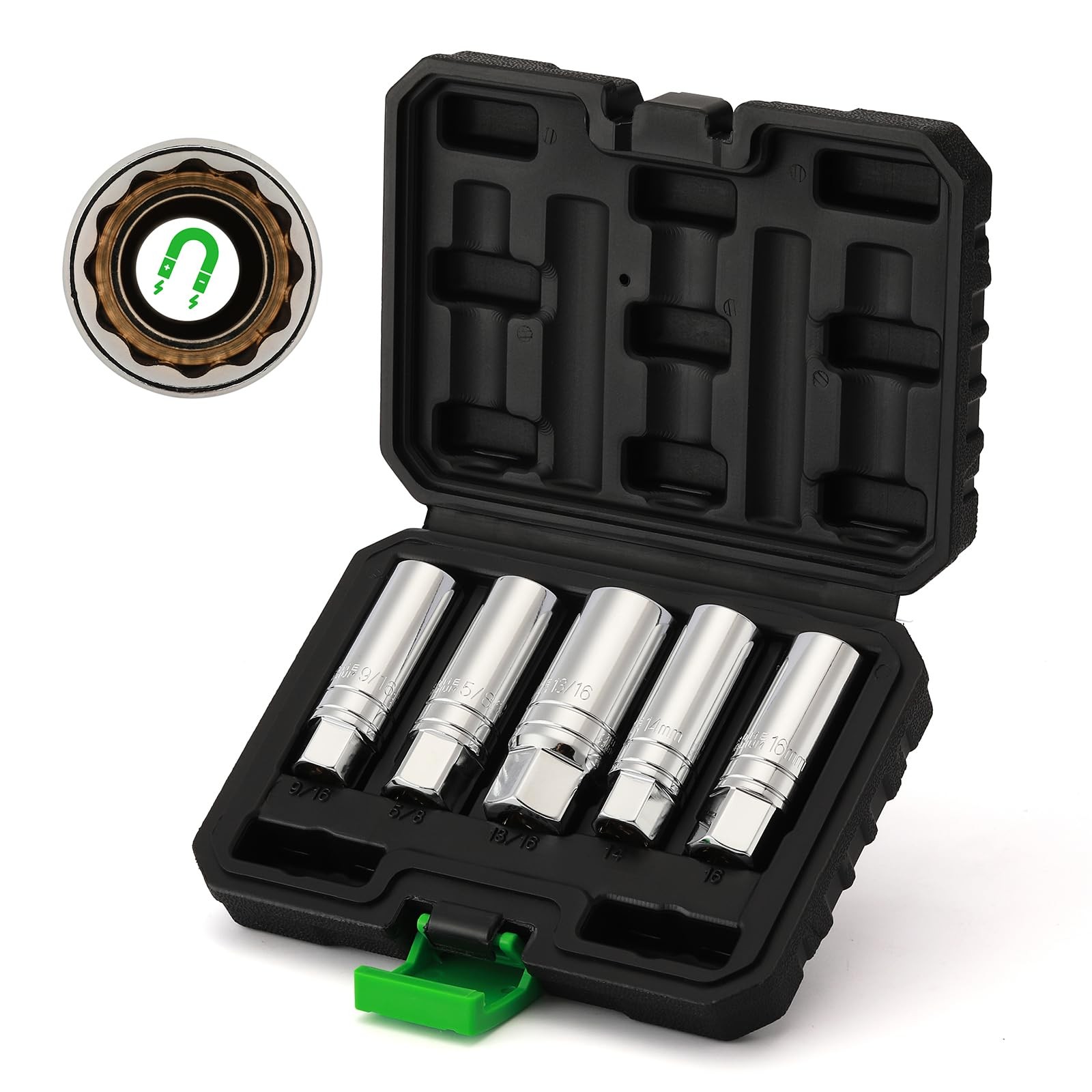 TecoTek 5 Piece 3/8-Inch Drive Magnetic 5PCS Spark Plug Socket Set