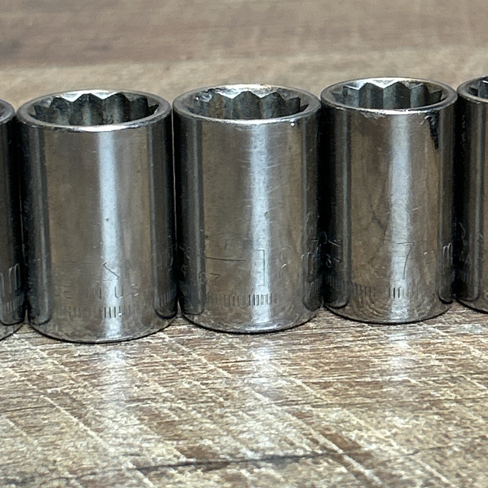 10 Piece Vintage Craftsman 1/2″ Drive 12 Point Metric Socket Set Made In USA