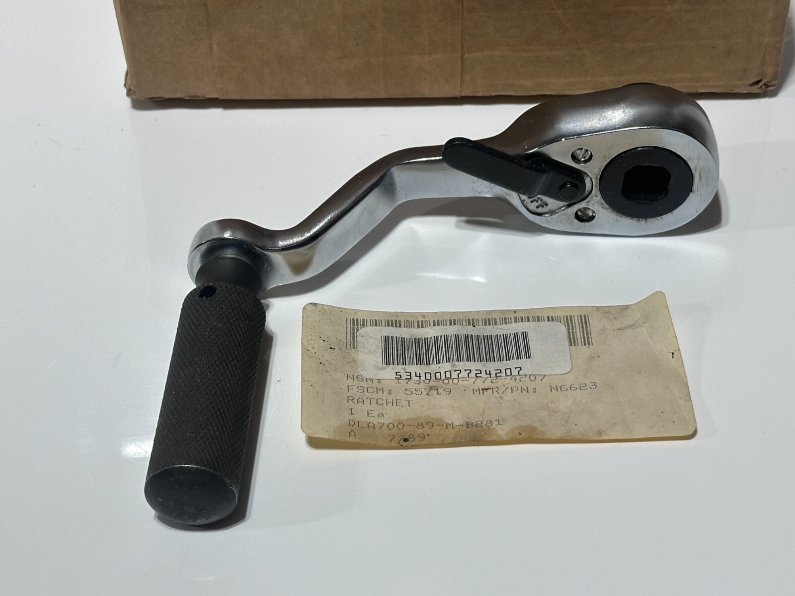 NOS Snap-On USA N6623 1/2 Drive Ratchet Offset Knurled Twist Spinner Handle RARE