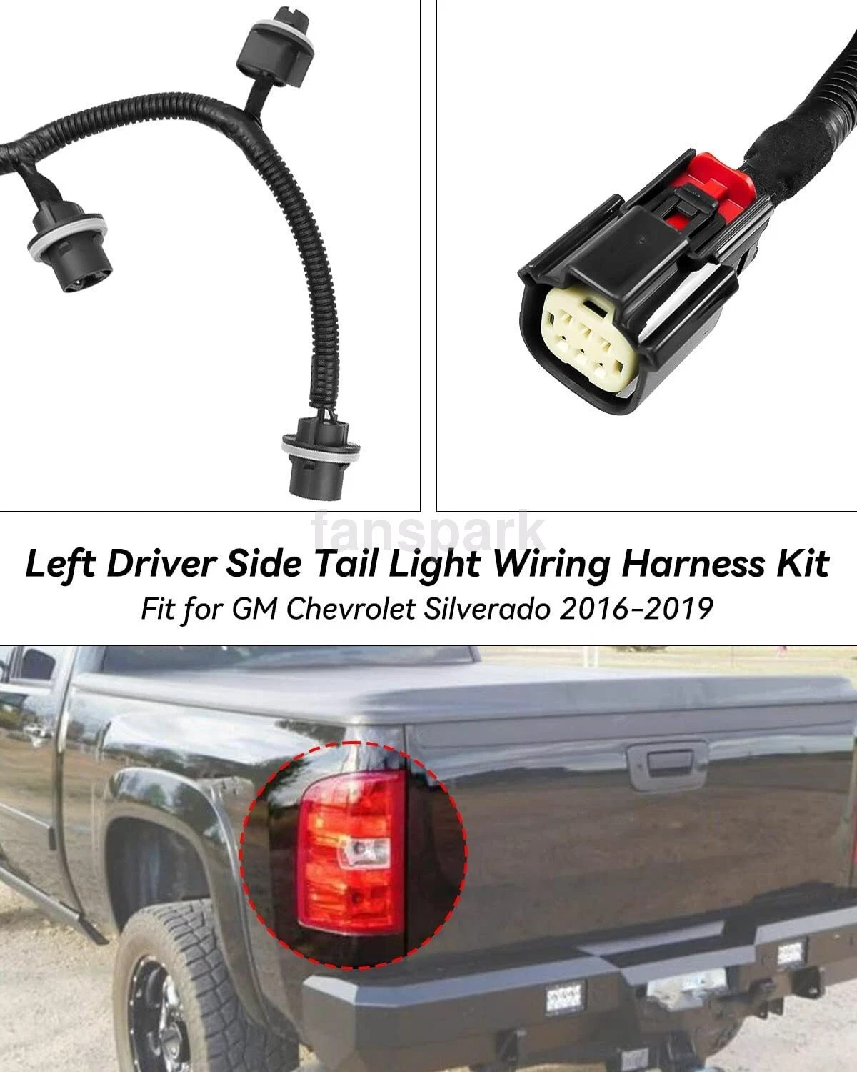 Tail Wiring Lamp Harness 23295978 Driver Side For Chevrolet Silverado 2016-19