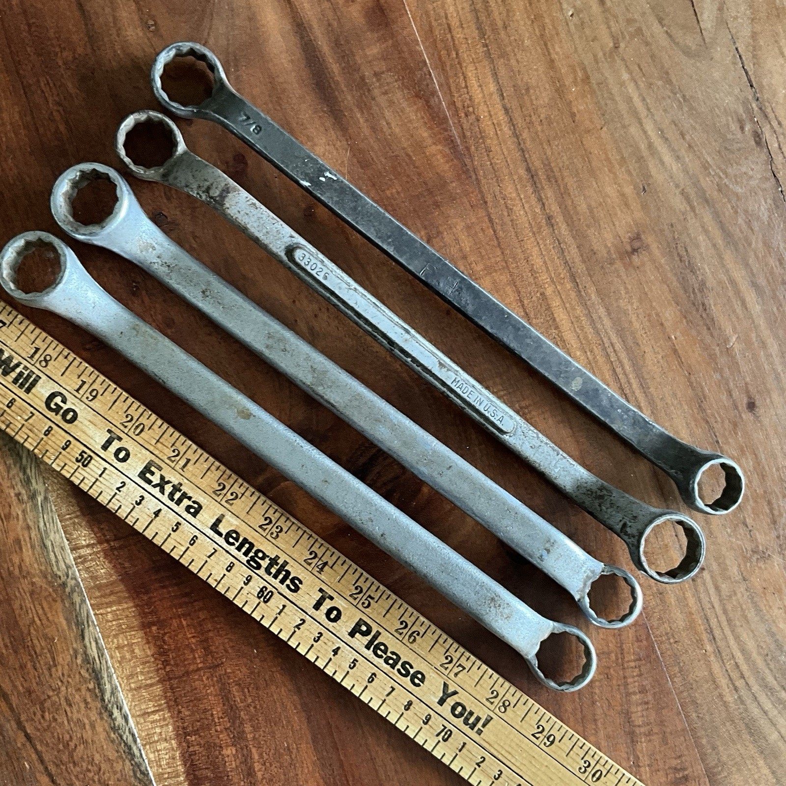 Vintage 4pc SAE Deep Offset Box End Wrench Set Made in USA