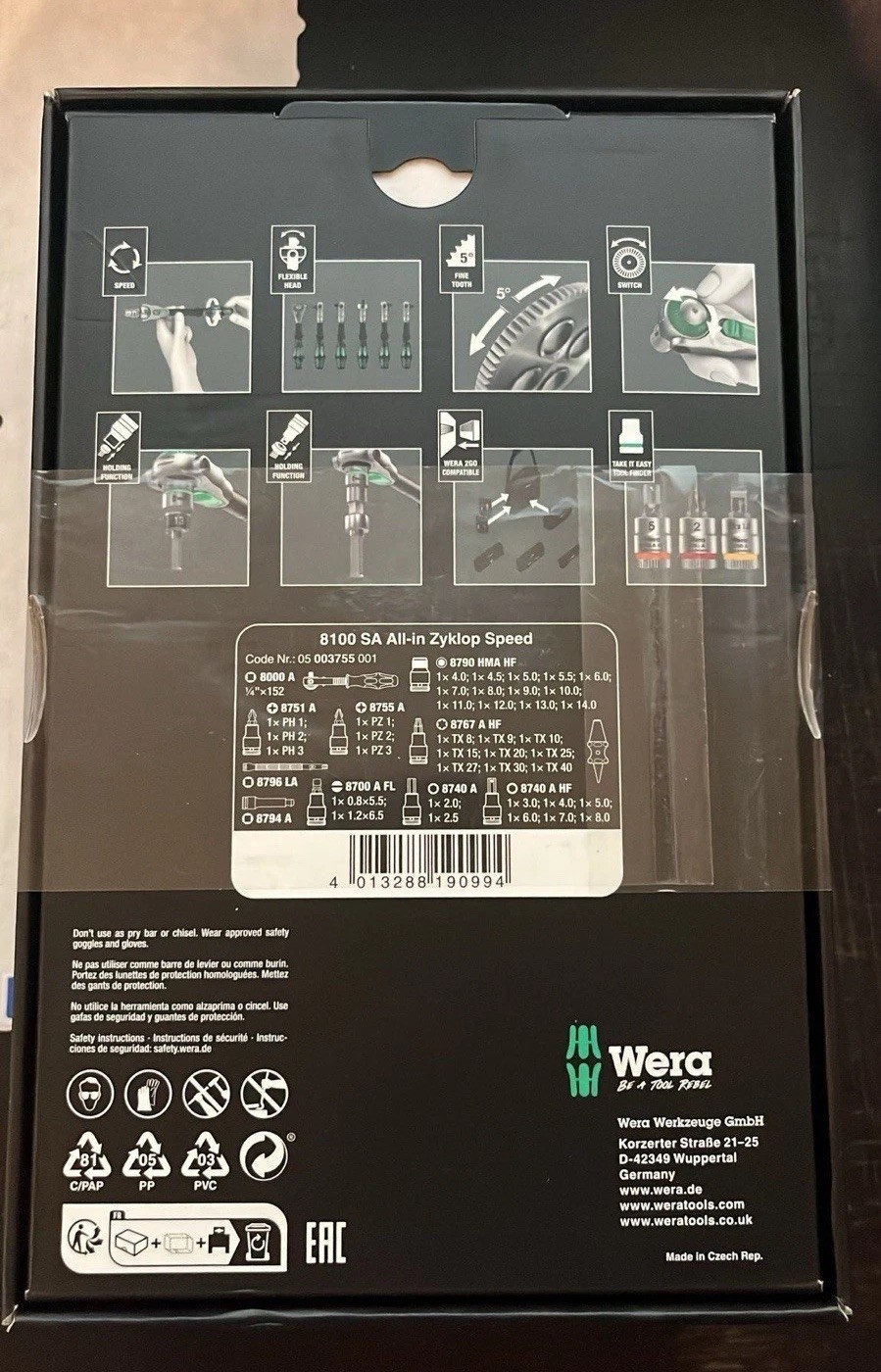 Wera 8100 SA All-in Zyklop Speed Ratchet Set 1/4in Drive Metric – 05003755001