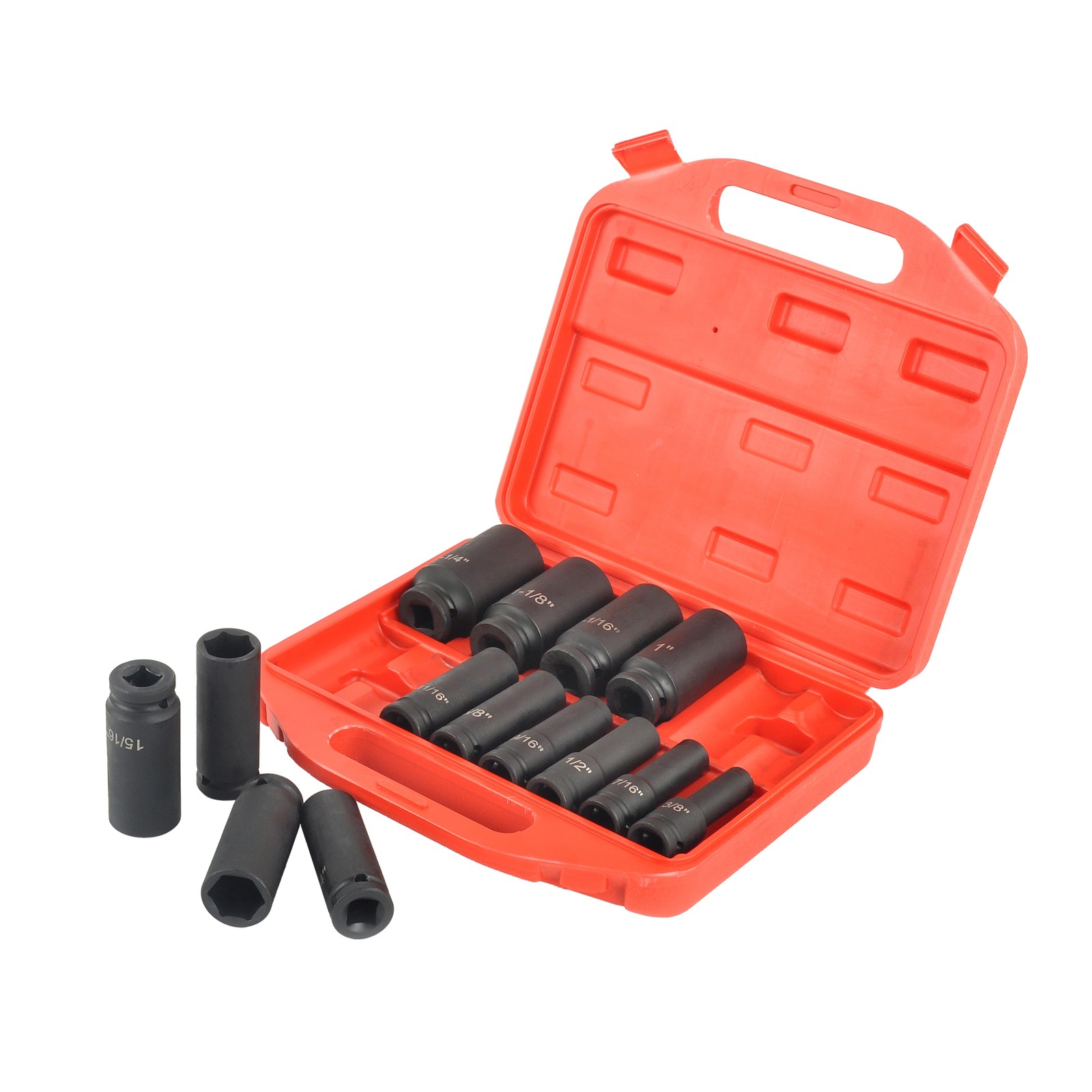 14PCS Heavy-duty Standard Impact Socket Set 1/2″ Drive 6 Point 3/8″ to 1-1/14″