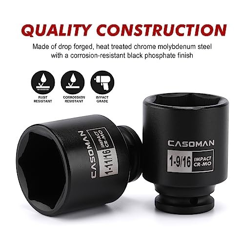 1/2″ Drive Shallow Spindle Axle Nut Impact Socket Set, 8 Piece, 1-9/16″ to 2″, S