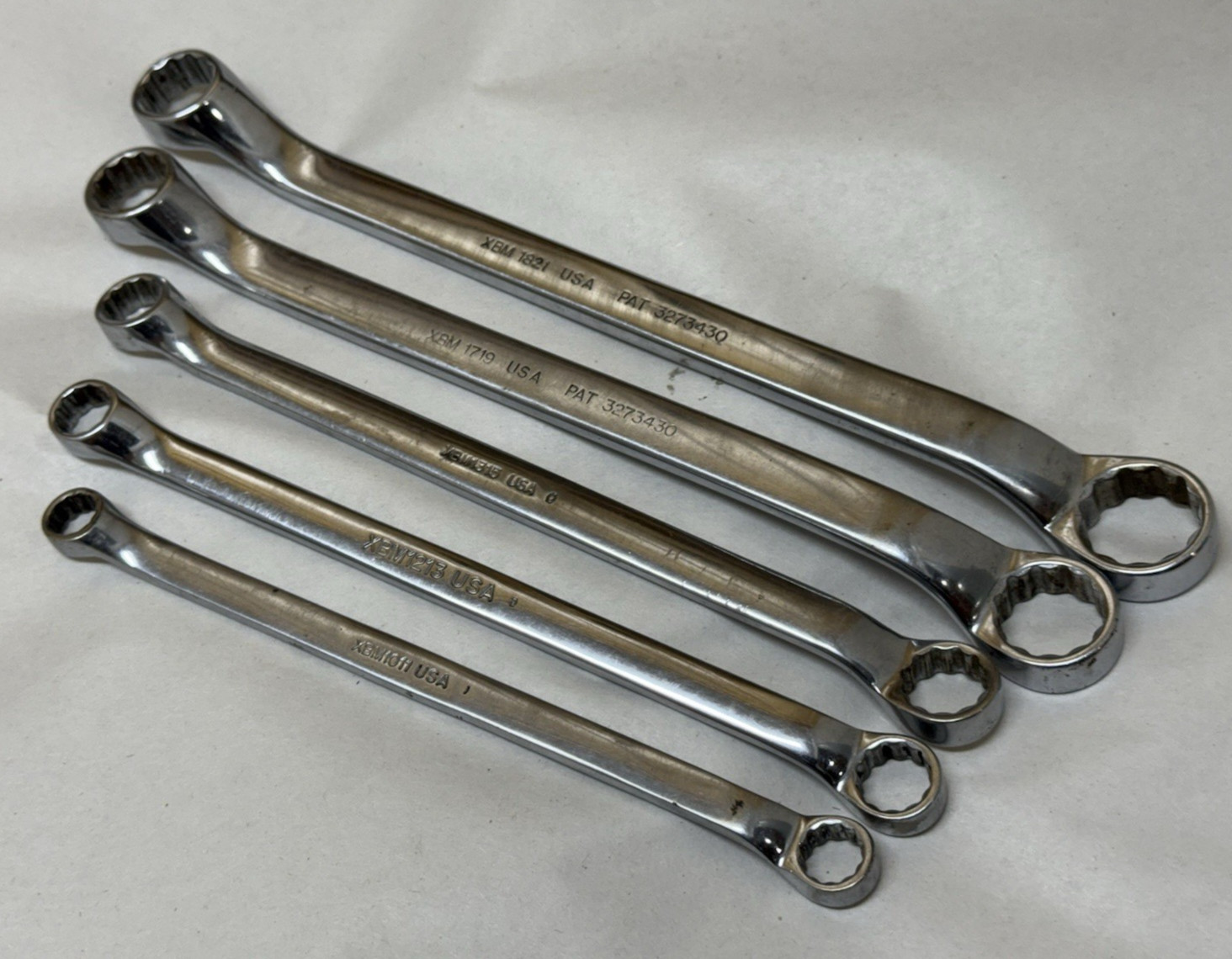 USA Snap-On 5 pc Metric Double Box End Offset Wrench Set 10 to 21mm Vintage XBM