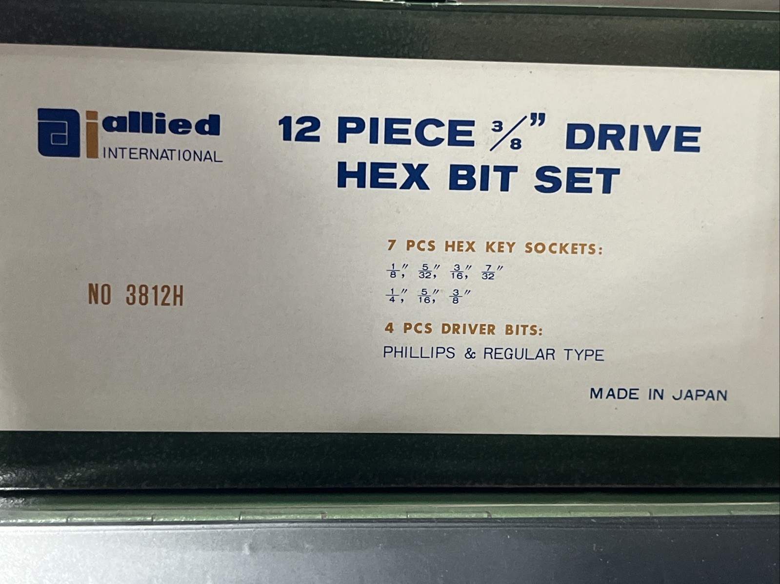 New Vintage Allied International 12 Piece 3/8″ Drive Hex Bit Set