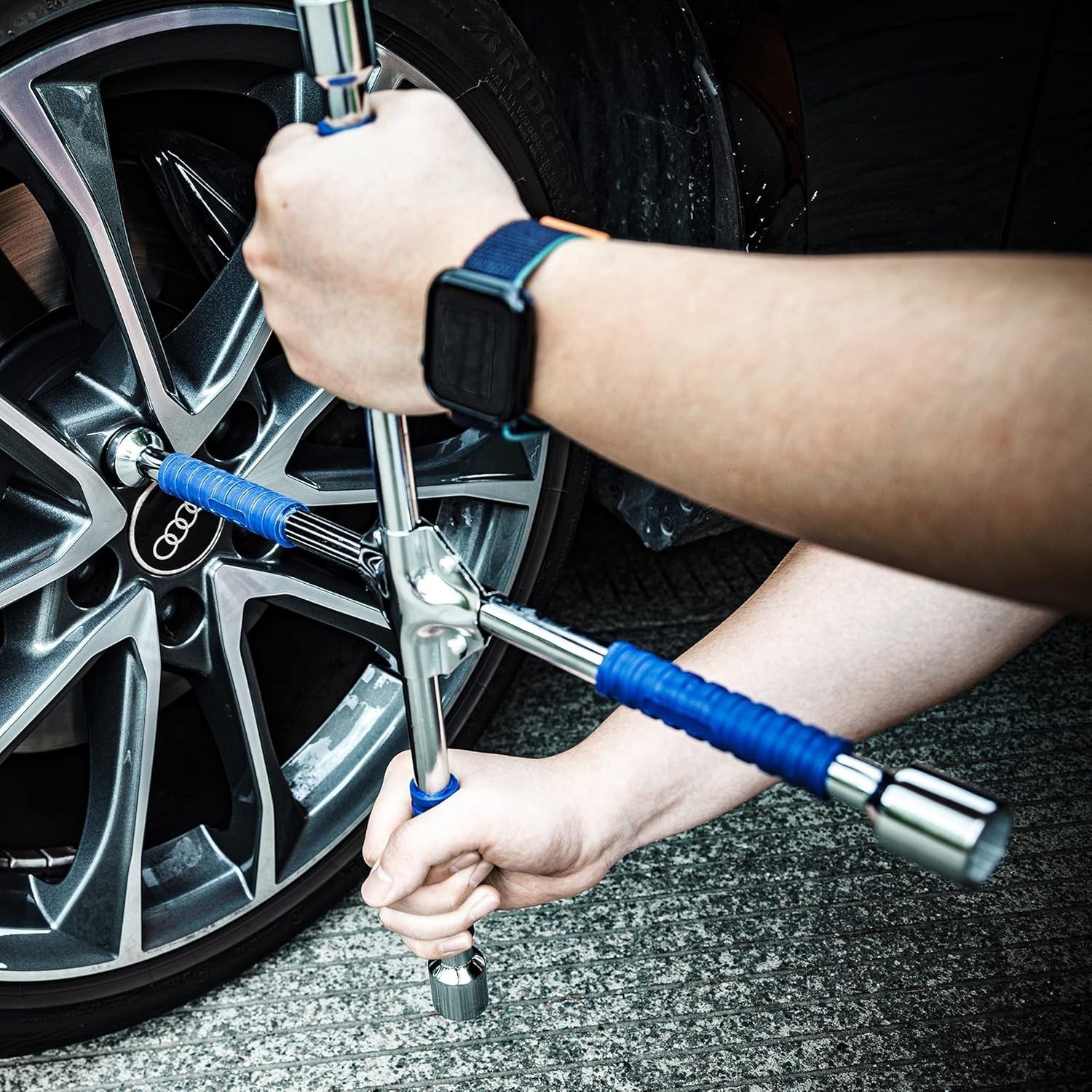4 Way 18 Inch Tire Iron Wrench with Non-Slip Grip – Ideal for All Vehicles