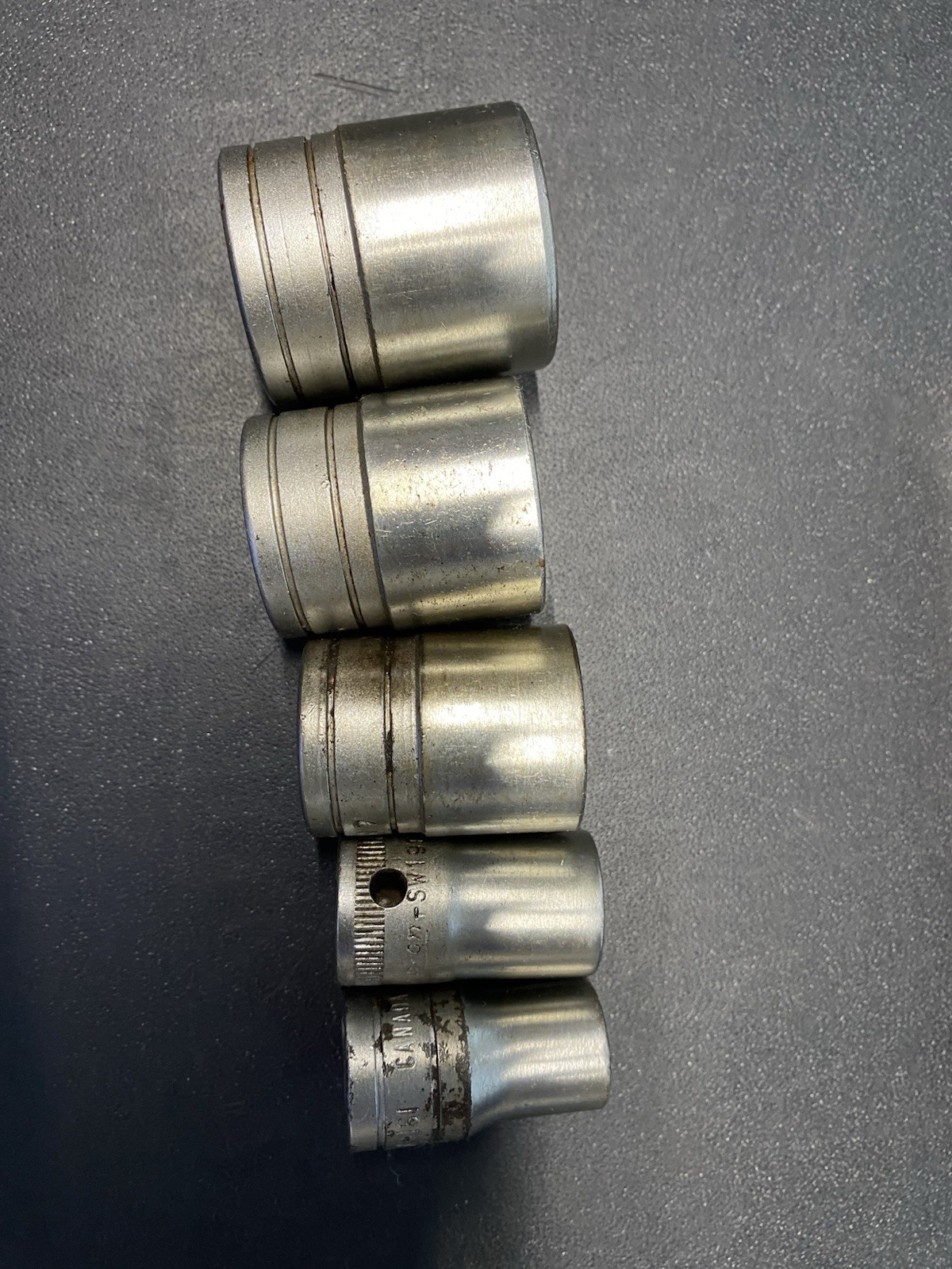 Snap On Sockets Made In Canada 1-1/16”, 1”, 7/8”, 19/32”, 1/2”