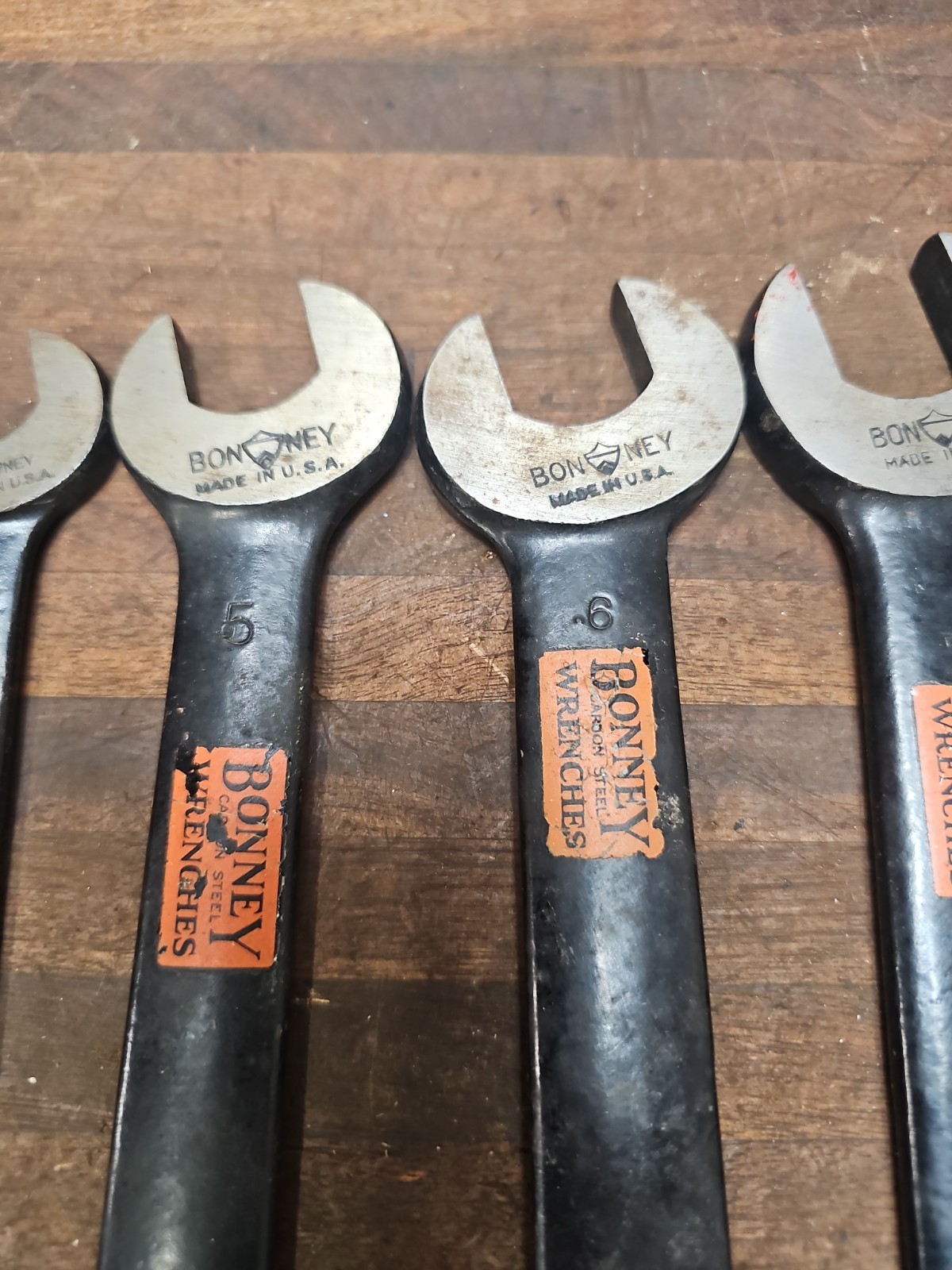 L58- Rare Vintage BONNEY Carbon Steel Engineer Wrench Set of 6 ORIGINAL LABELS