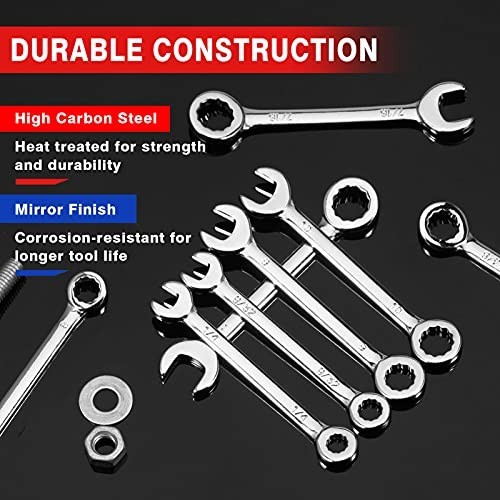 Mini Wrench Set Metric SAE – Open & Box End Combination Wrenches with Storage Po