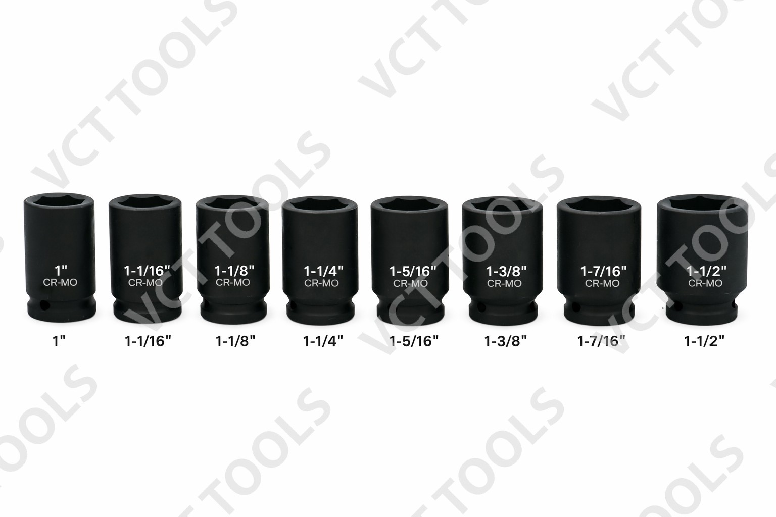 8pc 3/4″ Dr. Drive SAE Deep Impact Socket Set CR‑MO 1–1‑1/2in Heavy Duty 6‑Point