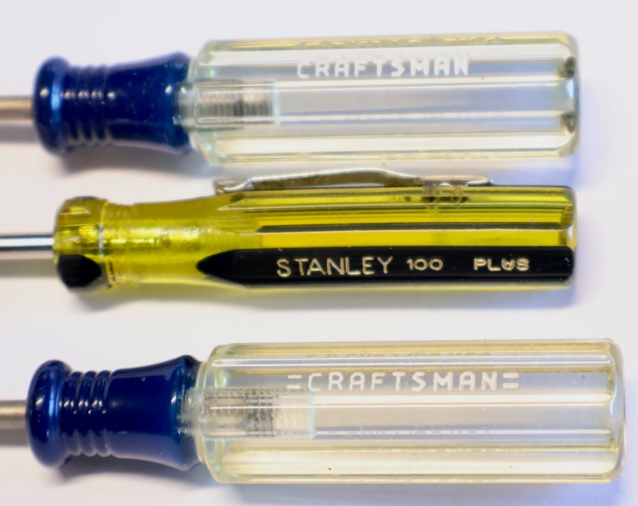 (3) Craftsman & Stanley 100 PLUS Small Pocket Size Screwdrivers / Mt Top Tools