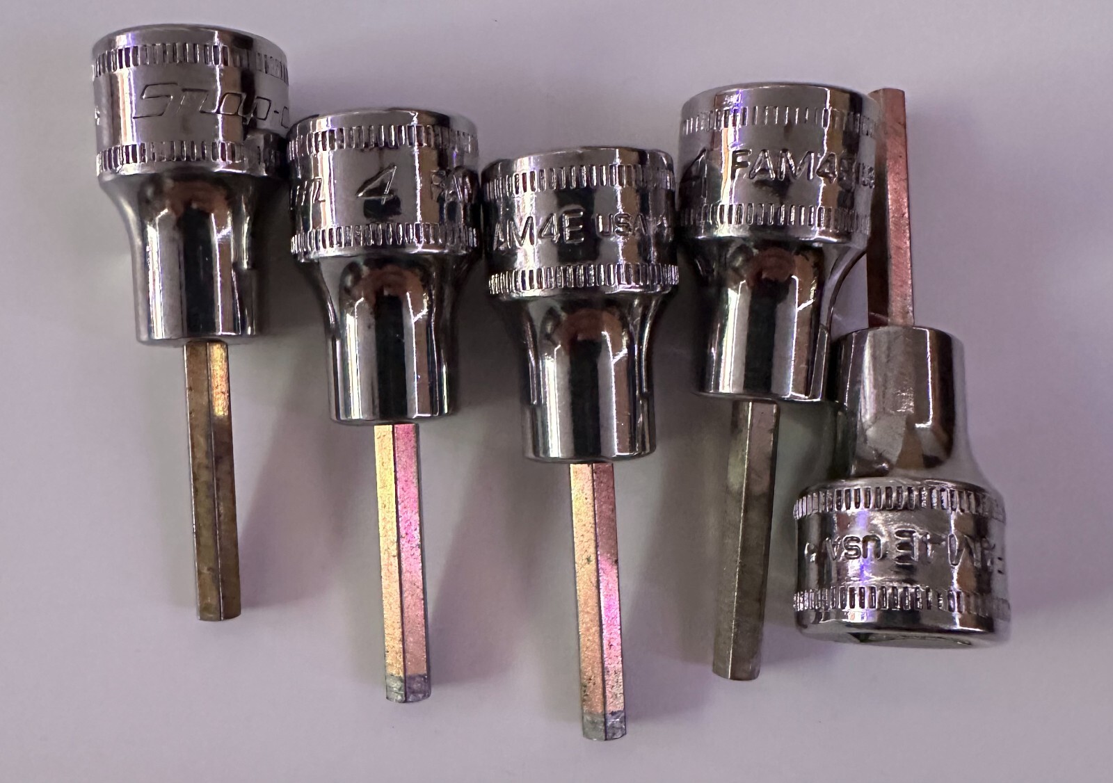 Snap-on 11 Piece Mixed Hex Sockets FAM4E, FTX27E, FA6E, FAM7E, FTX500E, FAIOE