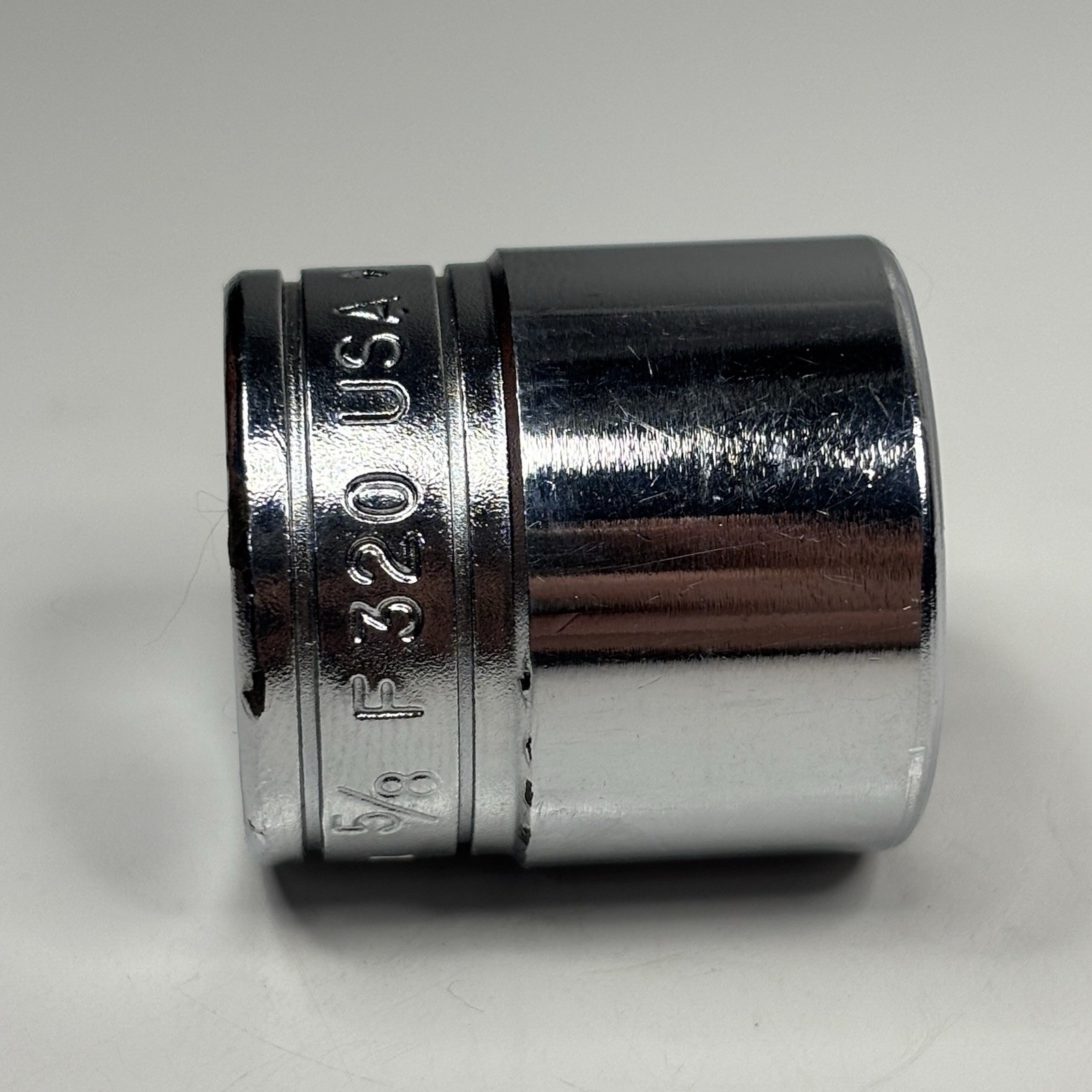 Snap On Tools F320 3/8 Dr 8Pt SAE 5/8 Chrome Double Square Socket USA VTG 1988