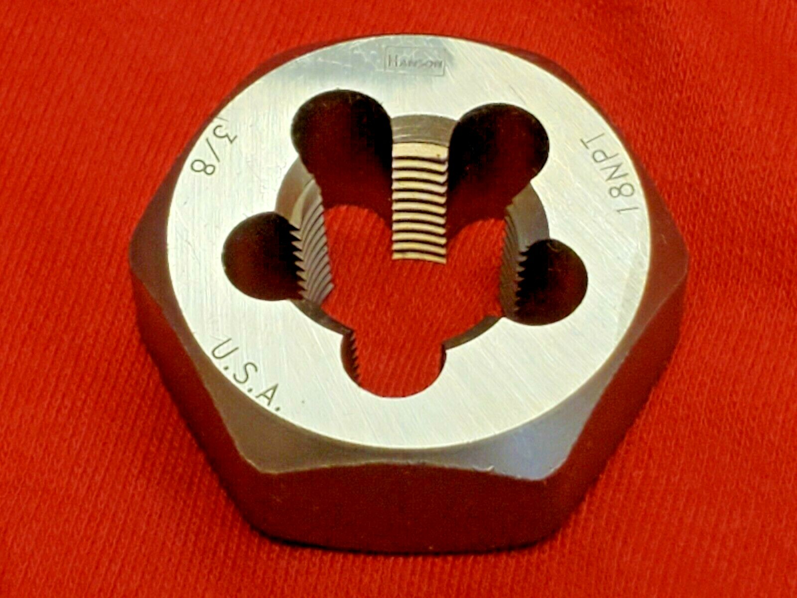 7404 Irwin 3/8-18 NPT Taper Pipe Hex Die Hanson 7404 USA 1-7/16 HEX