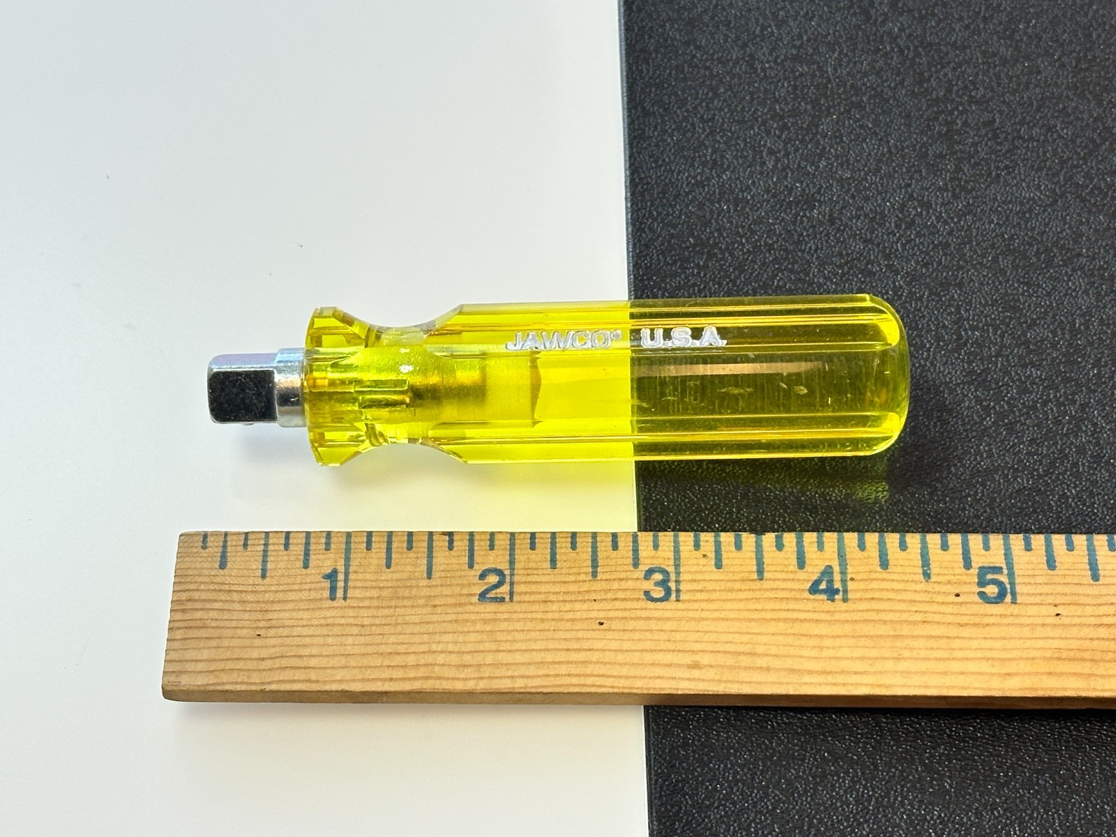 NOS Jawco Tools USA Made 3/8″ Drive Socket Spinner Handle, Amber Yellow Handle