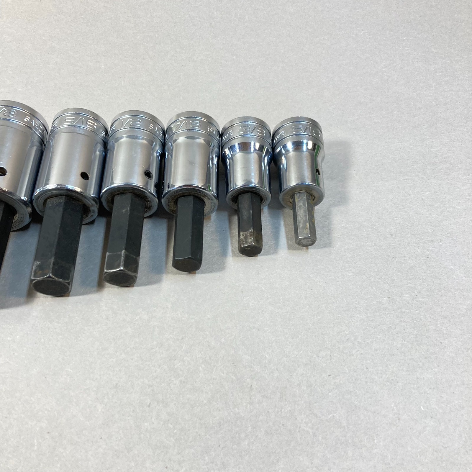 Snap-on Hex Bit Socket Set 7 Pc 1/2″ Drive SA24A 3/4″-SA10A 5/16″ USA