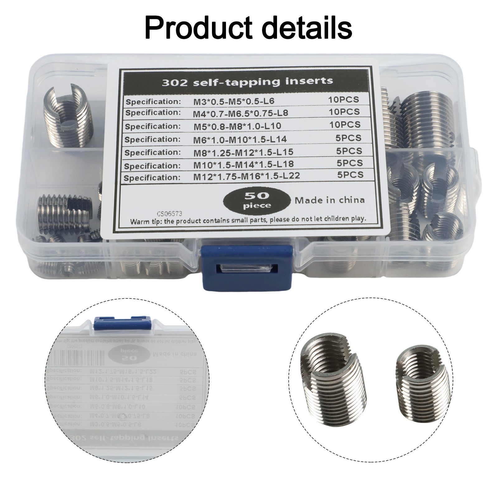 Self Tapping Inserts for Thread Repair 50PC For M3 M5 M6 M8 M10 For M12
